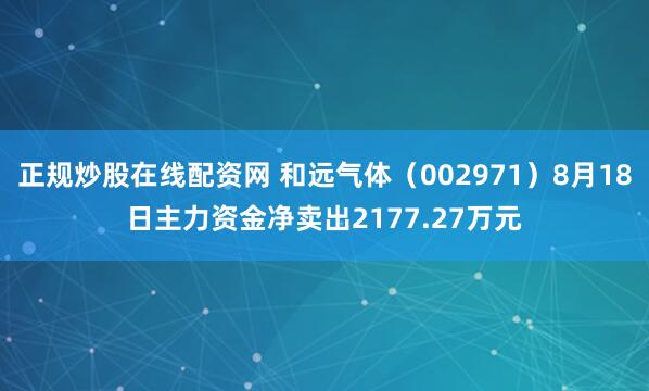 正规炒股在线配资网 和远气体（002971）8月18日主力资金净卖出2177.27万元